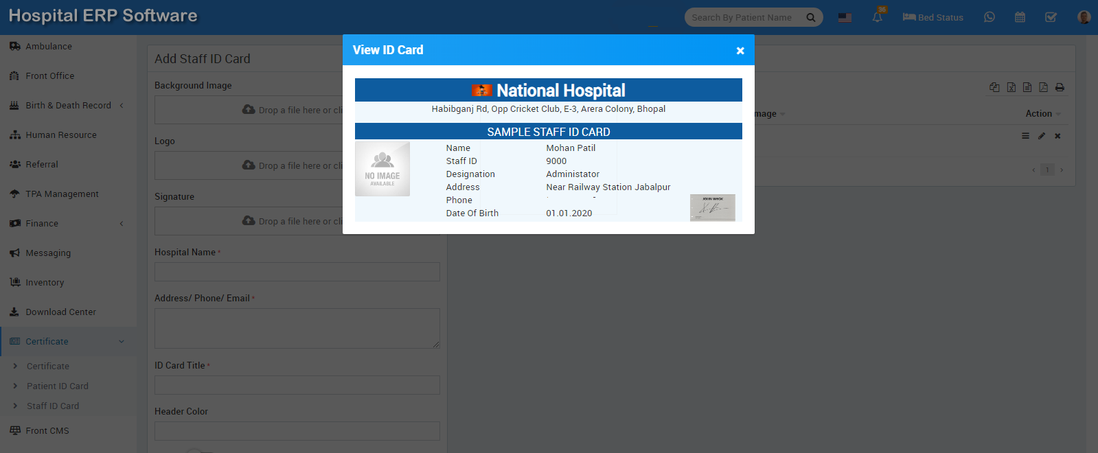 preview staff id card