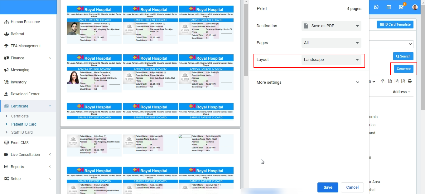 generate patient id card