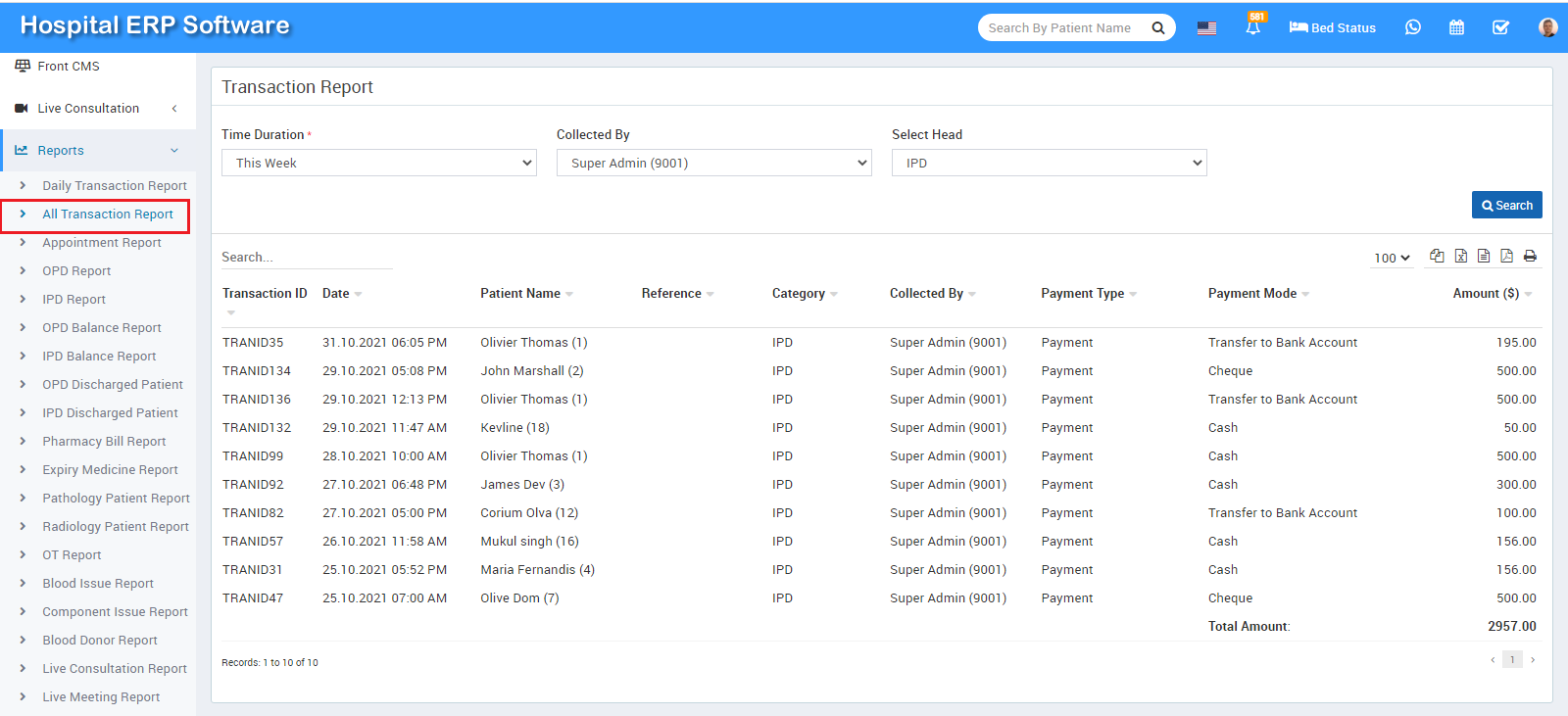 all transaction report