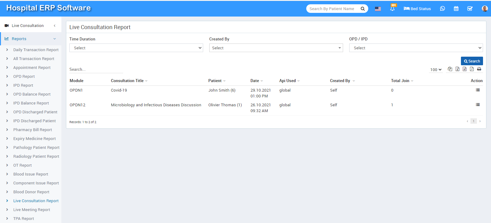 live consultation report